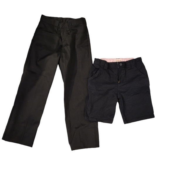 Girl's School Uniform Black Flat Front Pants & Shorts Bundle Small - Picture 1 of 5
